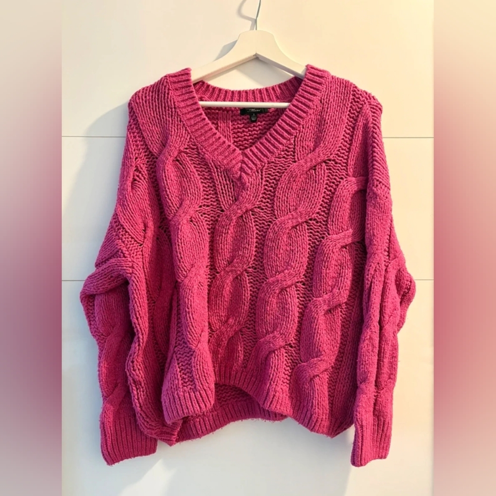 Cozy Pink Cable Knit Sweater